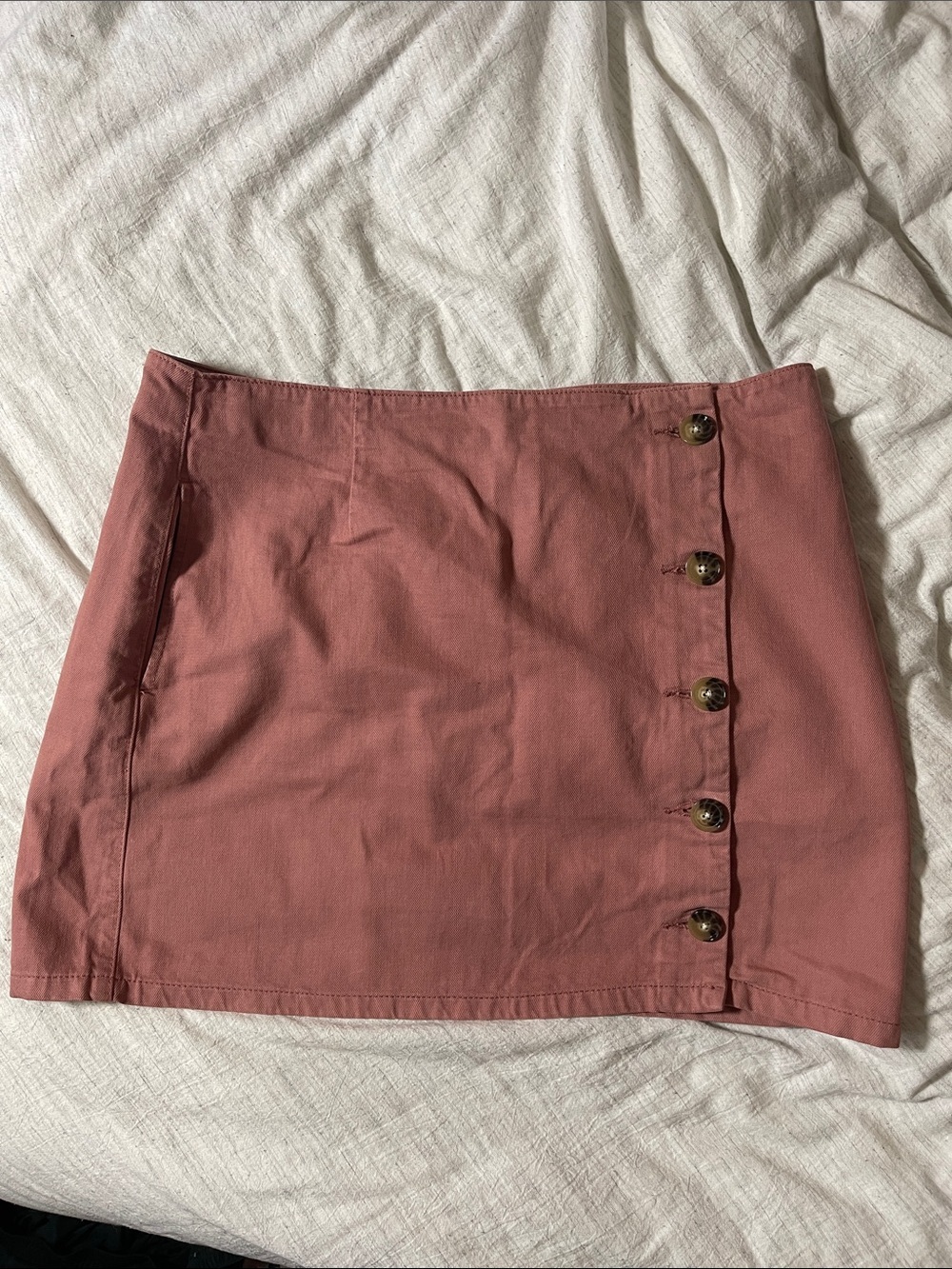 Topshop Mauve Pink Button-Side Mini Skirt